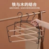 Solid wood ironwork clothes hanger, metal wide-shoulder seamless clothes hanger, home trouser rack, multi-functional light luxury ironwood clothes hanger Specification image